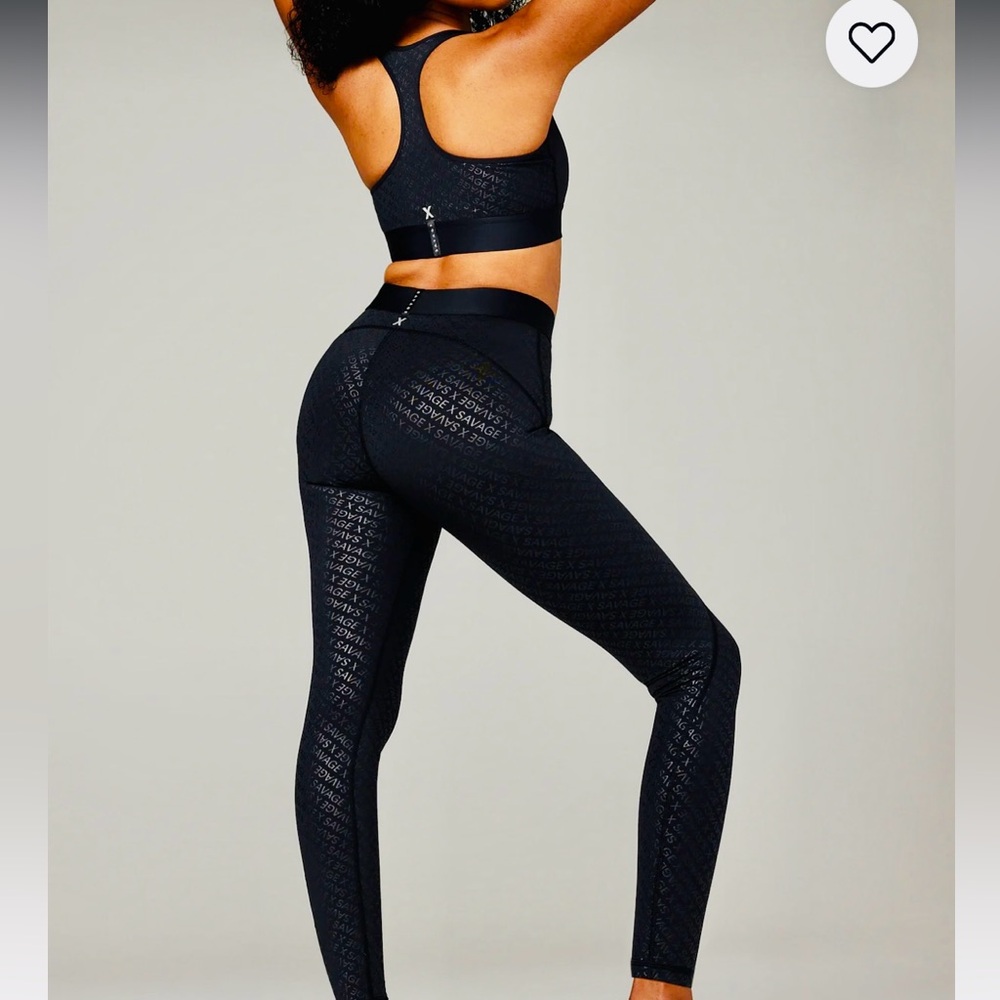 Black Caviar Savage X Monogram Flow High-Waist Legging Lineup Sports Bra Set - Picture 6 of 16